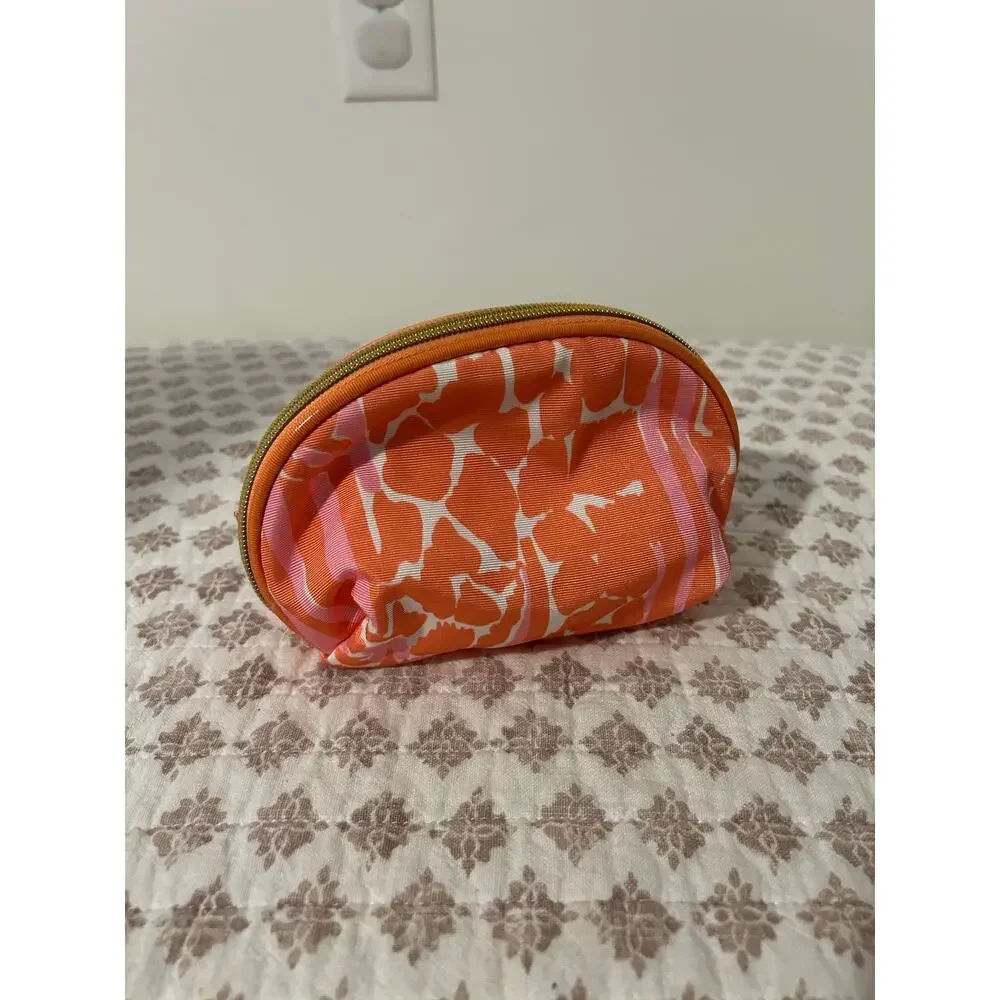 Lilly Pulitzer for Target Orange Pink Cosmetic Makeup Case Pouch Giraffeeey EUC